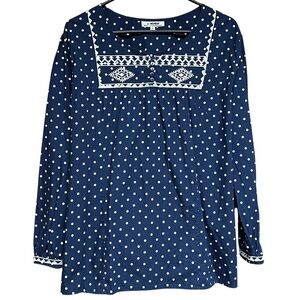 Back in the Saddle Embroidered Polka Dot Top 1X